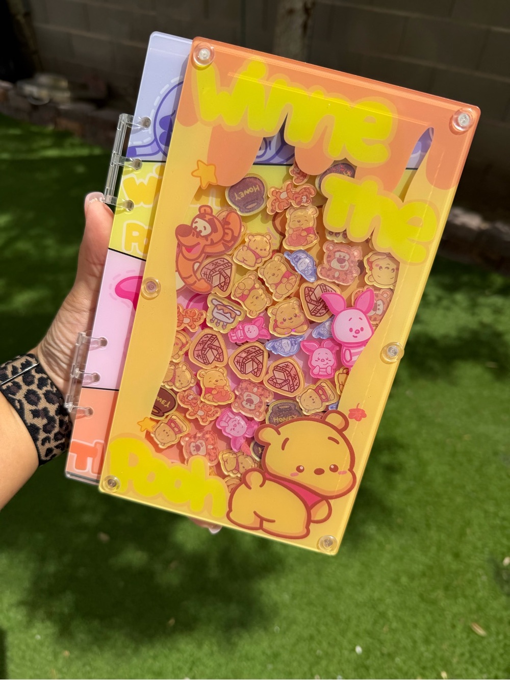 Disney Winnie the Pooh Pink Yellow Orange Shaker Sticker Notebook